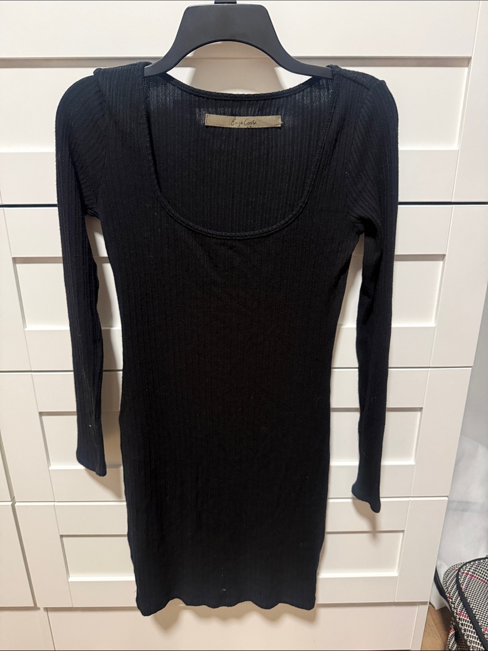 Enza Costa black ribbed sweater dress